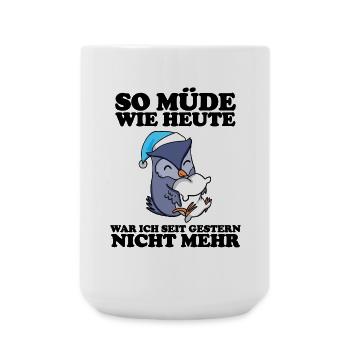 Ausschlafen Müde Spruch lustig Schlafen - Eule - Große Tasse 440 ml - Weiß - Vorne