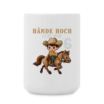 Cowboy Sheriff 6 Kindergeburtstag 6 Jahre Cowboys - Große Tasse 440 ml - Weiß - Vorne