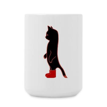 Black Cat with Red Boots - Large Mug 440 ml - white - Front