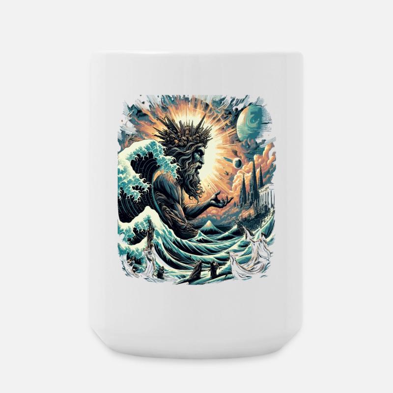 Poseidon's Great Wave off Kanagawa - Large Mug 440 ml - white
