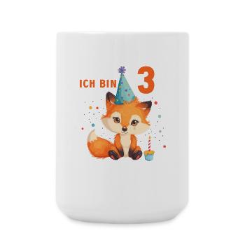 Fuchs 3 Geburtstag Füchse 3 Jahre Kinder - Große Tasse 440 ml - Weiß - Vorne