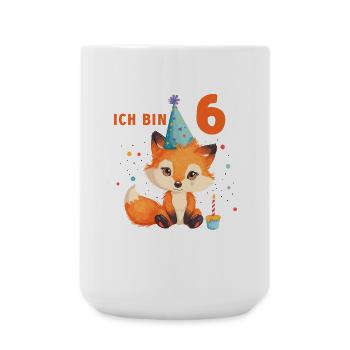 6.Geburtstag Fuchs Füchse Jungen Mädchen 6 Jahre - Große Tasse 440 ml - Weiß - Vorne