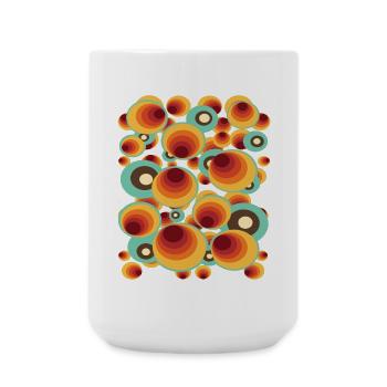 Retro Polka Dots Kreismuster - Große Tasse 440 ml - Weiß - Vorne