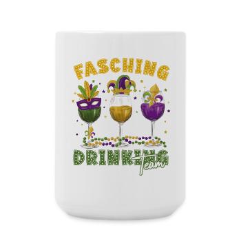 Fasching Karneval Drink Team Masken Gläser - Große Tasse 440 ml - Weiß - Vorne