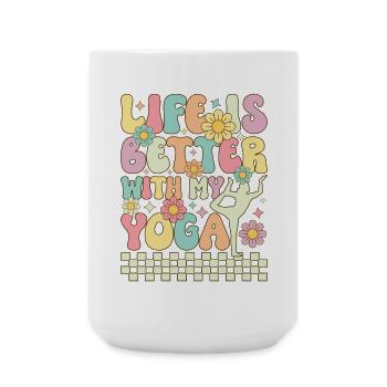 La vie est plus belle avec mon yoga - Grande tasse 440 ml - blanc - Devant