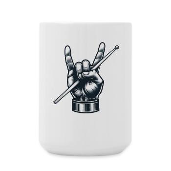 Drummer, Drummer, Band, Metal Pose, French Fries, Fork - Large Mug 440 ml - white - Front