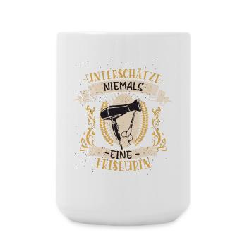 Friseurin Design lustiges Vintage Geschenk - Große Tasse 440 ml - Weiß - Vorne