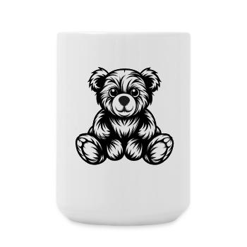 Mignon Monochrome Teddy Bear Design - Grande tasse 440 ml - blanc - Devant