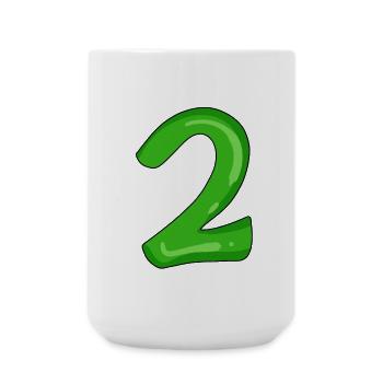 Zwei - 2 - Nummer Zahl - Große Tasse 440 ml - Weiß - Vorne