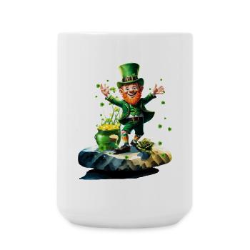 Drôle d’elfe heureux avec arc-en-ciel en arrière-plan. - Grande tasse 440 ml - blanc - Devant