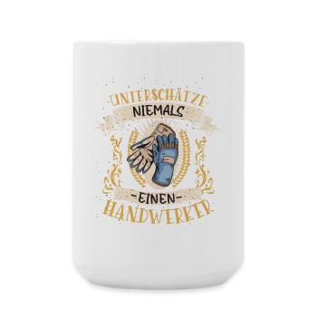 Handwerker Geschenk Vielseitig Lustig Beruf - Große Tasse 440 ml - Weiß - Vorne