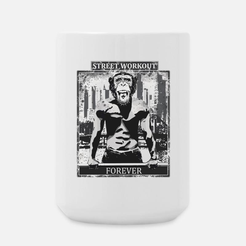 Street Workout Affe Design - Große Tasse 440 ml - Weiß