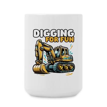 Digging for Fun – digging excavators for fun - Large Mug 440 ml - white - Front