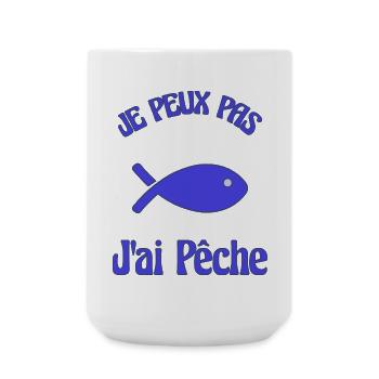 ICH KANN NICHT. ANGELN. FISCH. APRILSCHERZ - Große Tasse 440 ml - Weiß - Vorne
