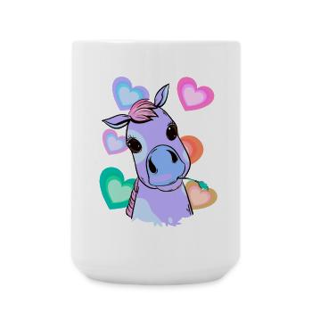 Fantasy Herz Pony bunt farbenfreudig Kind Baby - Große Tasse 440 ml - Weiß - Vorne