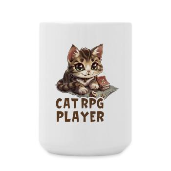 Katzen RPG Player W20 Rollenspiel Shirt - Große Tasse 440 ml - Weiß - Vorne