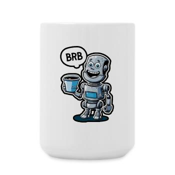 Lustiger Roboter mit Kaffee und Satz BRB - Große Tasse 440 ml - Weiß - Vorne
