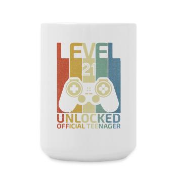 Level 21 Freigeschalteter offizieller Teenager - Große Tasse 440 ml - Weiß - Vorne