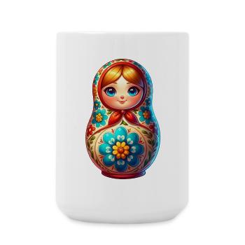 Russe Khokhloma Russie Russe Russe - Grande tasse 440 ml - blanc - Devant