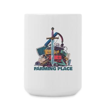Farming Place Legendary Loot Level Gamer Shirt - Große Tasse 440 ml - Weiß - Vorne