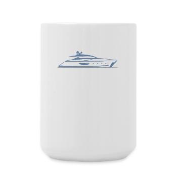 Motorboot Yacht Silhouette Minimal Design - Große Tasse 440 ml - Weiß - Vorne