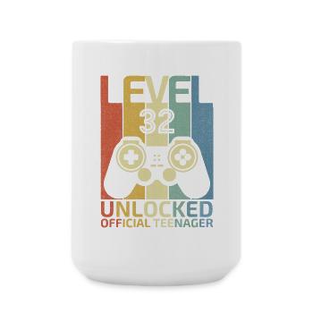 Level 32 Freigeschalteter offizieller Teenager - Große Tasse 440 ml - Weiß - Vorne