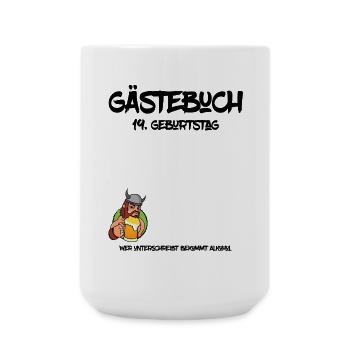 19. Geburtstag | Gästebuch Design - Große Tasse 440 ml - Weiß - Vorne