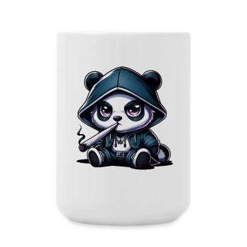 Panda Hoodie Neon Smoke - Große Tasse 440 ml - Weiß - Vorne