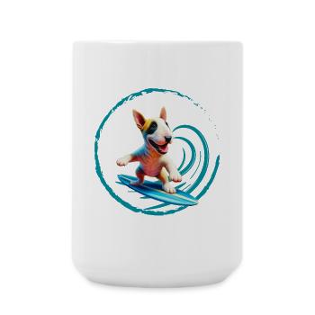 Bullterrier Surfen - Große Tasse 440 ml - Weiß - Vorne