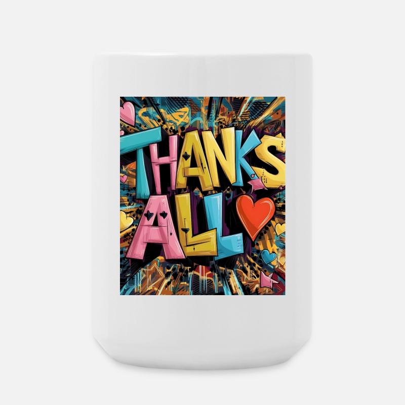 Graffiti-Stil Dankeschön-Herz-Design - Große Tasse 440 ml - Weiß