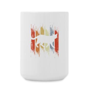 Katze im Vintage Look - Große Tasse 440 ml - Weiß - Vorne