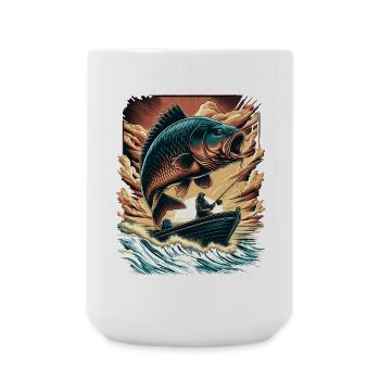 Vintage Sonnenuntergang Karpfen Angler Abenteuer - Große Tasse 440 ml - Weiß - Vorne