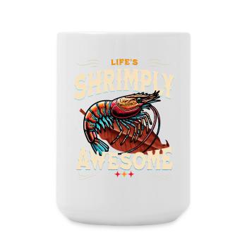 Shrimp Awesome, shrimp on sea almond tree leaf - Large Mug 440 ml - white - Front