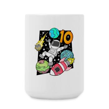 10 Geburtstag Junge Astronaut Rakete - zehn Jahre - Große Tasse 440 ml - Weiß - Vorne