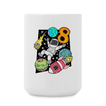 8 Geburtstag Junge Astronaut Rakete - Große Tasse 440 ml - Weiß - Vorne