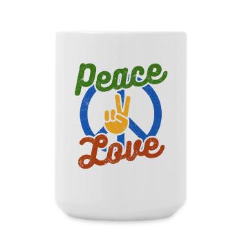 Frieden, Liebe - Große Tasse 440 ml - Weiß - Vorne