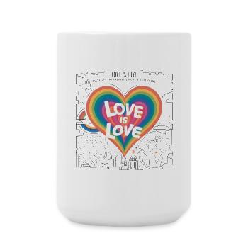 Love is Love – LGBTQIA+ Pride Herz Design - Große Tasse 440 ml - Weiß - Vorne