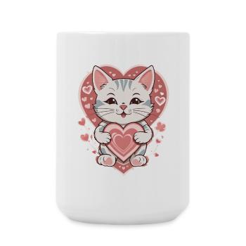 Love Cat , Katze - Große Tasse 440 ml - Weiß - Vorne