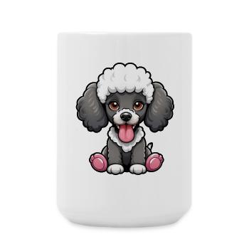 Doux caniche N&B - Grande tasse 440 ml - blanc - Devant