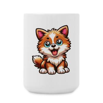 T-shirt mignon de dessin animé Corgi Joyful Puppy Love - Grande tasse 440 ml - blanc - Devant