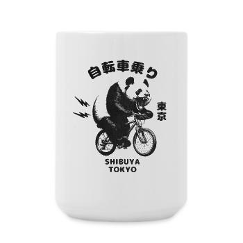 Radfahrender Panda Shibuya Tokyo - Große Tasse 440 ml - Weiß - Vorne