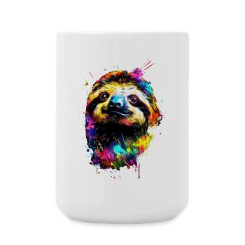 Faultier Bunte Farben Pop Art Faulpelz Faultiere - Große Tasse 440 ml - Weiß - Vorne