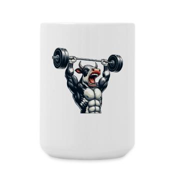 Cow Ox Bull Dumbbell Workout - Large Mug 440 ml - white - Front