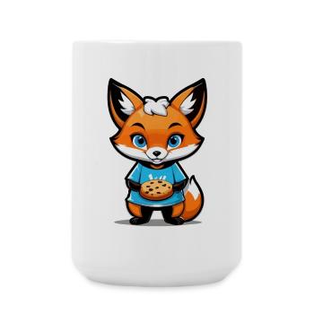 Fuchs mit Keks in den Pfoten - Große Tasse 440 ml - Weiß - Vorne