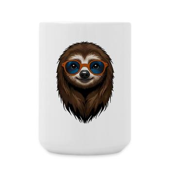 Faultier mit Sonnenbrille und Zottel Look - Große Tasse 440 ml - Weiß - Vorne