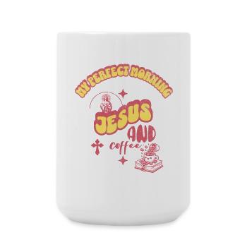 Faith and Coffee Morning Motto - Large Mug 440 ml - white - Front