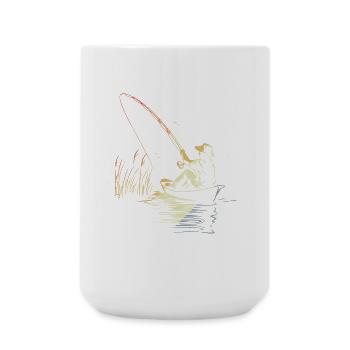 Retro Angeln Skizze - Große Tasse 440 ml - Weiß - Vorne