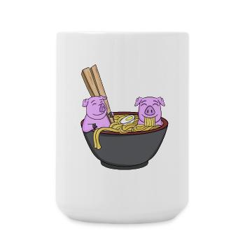 Kawaii Japan Pig Ramen - Large Mug 440 ml - white - Front