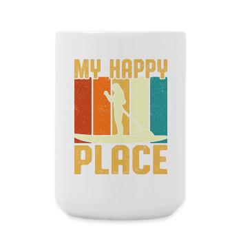 My Happy Place Girl Paddle Board Retro Vintage - Large Mug 440 ml - white - Front