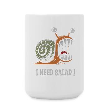 escargot , j'ai besoin de salade ! - Grande tasse 440 ml - blanc - Devant